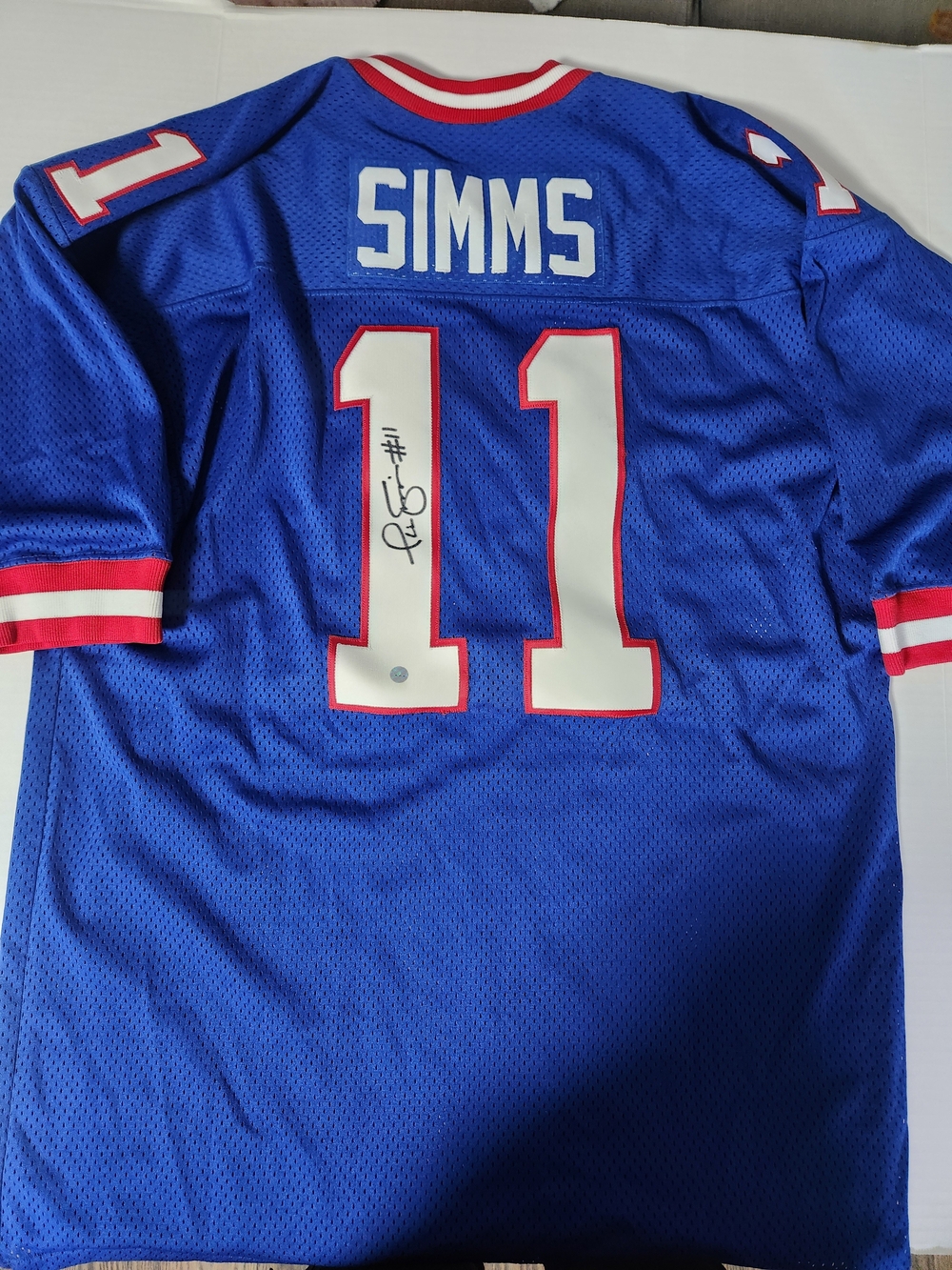 Men's Giants Jersey Blue Number 11 Football Jersey Signed Simms